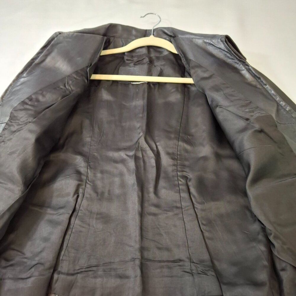 Vintage Sz M Women's Genuine Black Leather Jacket Leather Ranch Zip Up - Picture 10 of 11
